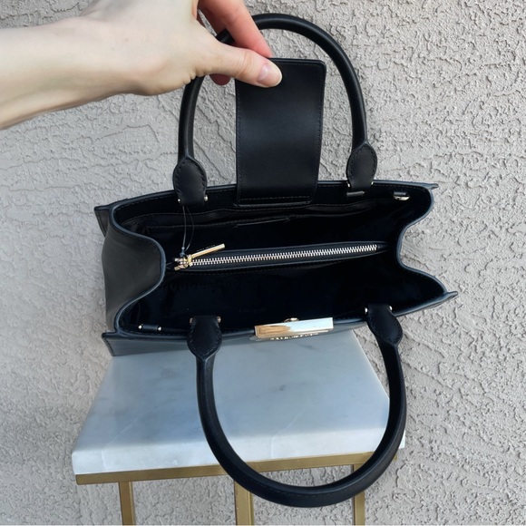 KATE SPADE Classic Neutral Black Smooth Leather Reegan Satchel Top Handle Bag - Picture 12 of 17